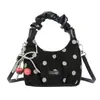 Bolso de mano nuevo de lunares con forma de nube 2026, un bolso tote de nicho y elegante para mujer, se puede llevar en la mano o usar como bolso de hombro o bolso cruzado, hecho de gamuza de alta calidad, versátil y elegante