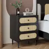 Mesita de noche de madera maciza, mueble pequeño de ratán moderno minimalista nórdico vintage, armario de almacenamiento para dormitorio de casa de huéspedes