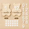 Placa de madeira com registro mensal de urso para bebê recém-nascido, acessório para fotos de crescimento de bebê, acessório de marco, produto de madeira