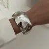 Diseño de Moda Transfronterizo Pulsera de Resorte Irregular Exagerada Ola Metal Ins Brillo Ancho Pulsera Moda