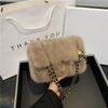 Envío Gratis Popular Bolso con Hebilla de Cierre Bolso Cruzado Bolso de Hombro para Mujer Nuevo Otoño e Invierno Bolso Cuadrado Pequeño Versátil Bolso Peludo con Cadena Bolso de Mujer