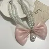 Collar de Perlas y Lazo Estilo Princesa Dulce, Múltiples Capas, Colgante de Gota de Agua, Moda Lujo Ligero, Cadena para Clavícula Estilo Chica Fresca, Moderno