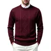 Suéter de punto grueso para hombre con patrón de rombos y trenzas, cuello redondo, para otoño e invierno, con diseño de punto texturizado, adecuado para uso casual de negocios como capa base