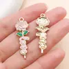 Día de San Valentín Corazón Forma Flor de Rosa Goteo Aceite Aleación Colgante DIY Pulsera Collar Llavero Pendiente Joyería Accesorios