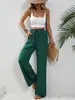Moda Europea y Americana para Mujer Amazon Tiktoktemu Primavera y Verano 2026 Nuevos Pantalones de Pierna Ancha de Color Sólido Versátiles Pantalones Casuales