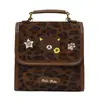 Mochila Retro Popular Bolsa Estampa de Leopardo Outono Nova Bolsa de Ombro Duplo Feminina 2026 Faculdade Deslocamento Estilo Simples Fashion Nicho