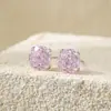 Celebridad de Internet Explosiones 8mm Huazi Rosa Milenio Corte Zirconia Pendientes para Mujer Delicados Lujo Ligero Pendientes Avanzados Simples