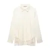 Comercio Exterior 2026 Primavera Nuevo Estilo Europeo y Americano Moda Femenina Casual Holgada Encaje Textura de Satén de Seda Camisa 2273604