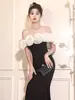 Deslumbrante Vestido de Noite de Um Ombro para Mulheres 2026 Novo Estilo High-End Luxo Leve Nicho Banquete Anfitriã Elegante Vestido Cauda de Peixe