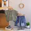 Conjunto de Moda de Verano para Niños de Manga Corta 2026 Nuevo Estilo de Verano Chaleco sin Mangas con Letras Conjunto de Dos Piezas Atractivo para Bebés Niños