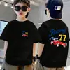 Camiseta de Algodão Puro de Manga Curta para Meninos Verão Tendência Ins Solta Versátil Top de Manga Cinco Pontas Infantil Roupa Infantil Verão