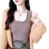 Camisa Térmica de Base para Mulheres, Forrada com Fleece e Espessa, Top de Gola Quadrada de Alta Qualidade com Bojos, Caimento Justo, Adequado para Outono e Inverno, Pode Ser Usada como Camada Externa