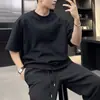 Nova Camiseta de Manga Curta Pesada de Verão para Homens, Fashion, Simples, Toque de Luxo, Caimento Solto, Tendência, Cool, Camiseta de Cor Sólida