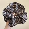 Vintage Spice Girl Leopardo Intestino Grosso Cabelo Loop Feminino Elegante Fofo Tamanho Grande Cinta de Cabelo Corda de Cabelo Baixo Rabo de Cavalo Corda de Cabelo