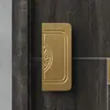 Maçaneta de Porta de Vidro com Moldura Estilo Chinês, Maçaneta de Porta Quadrada em Liga de Alumínio Preto Bronze Antigo para Quartos Privados, Hotéis, Salas de Conferência, em Estoque