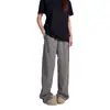 Calça Moletom Curva Color Block com Recortes Estilo Americano para Homens e Mulheres, Outono Estilo Preguiçoso Caimento Fluido Reta Solta Perna Larga Casual