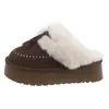 Guyun 2026 Botas de Nieve Peludas Nuevas para Mujer, Invierno con Suela Gruesa, Forradas de Felpa, Cálidas, Zapatos Bajos de Algodón, Pantuflas de Punta Cerrada para Mujer