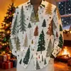 Comercio Exterior Transfronterizo Nuevo Festival Navideño Europeo y Americano Camisa Casual Impresa en 3D Camisa de Manga Larga de Moda para Hombre