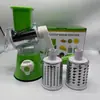 Rallador de Queso Giratorio 3 en 1 Caja Redonda Giratoria Tambor Rallador Cortador Multifuncional de Frutas y Verduras Con Asa