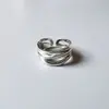 JZ26 Anillo Exagerado Irregular de Línea Fluida Europeo y Americano de Plata de Ley S925 para Mujer ins Tendencia Red Niche Diseño Joyería Simple