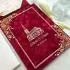 Invitación de boda de terciopelo burdeos, regalo de boda de alta gama, invitación de boda elegante para negocios, tarjeta de juramento