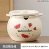 Pote de Cerâmica Doméstico com Duas Alças para Banha com Tampa, Recipiente Resistente a Altas Temperaturas para Armazenamento de Óleo, Pote de Cozinha para Banha e Óleo de Gergelim