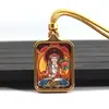 Colgante Mini Tanka de Acero de Titanio con Cinabrio Estilo Xizang, Ocho Deidades Guardianas, Dios Amarillo de la Riqueza, Amuleto Colgante Buda de la Vida Pasada y Presente Venta al por Mayor