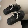 Sandalias de mujer estilo hada, zapatos de plataforma de verano de suela gruesa para aumentar la altura, nuevo modelo 2026, sandalias romanas dulces con perlas y pedrería