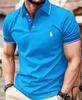 2026 Nueva Moda Camisa de Botones Transfronteriza Moda Masculina Europea y Americana Corte Ajustado Camiseta Polo de Bloques de Color para Hombre