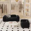 Sofá Doble Pequeño Negro Apartamento Bloque de Tofu Malvavisco Dormitorio Área de Descanso Recepción Salón de Belleza Tienda de Ropa para Mujer