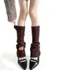 Calcetines tobilleros para mujer con efecto lentejuelas de otoño e invierno, color dopamina, ligeramente acampanados, con etiqueta apilada, versátiles, cálidos y adelgazantes para usar en capas