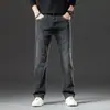 Jeans de outono e inverno masculino reto solto casual slim fit moderno primavera e outono calça comprida grossa stretch masculino outono e inverno