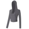 Ropa de yoga con capucha para mujer, otoño e invierno, para correr, pilates, deportes, manga larga, entrenamiento, cuello en V, top de fitness, novedad de 2024