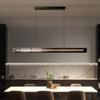 Lustre Italiano de Luxo Leve para Restaurante Moderno Minimalista High-End Ilha Bar Longo Vidro Designer Lâmpada Reta para Restaurante