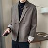 Abrigo de lana de traje corto para hombre, otoño e invierno 2023, ropa para hombre, moda juvenil, abrigo de lana cálido informal