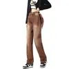 Jeans de Comercio Transfronterizo al por Mayor, Estilo Retro Lavado Marrón Degradado para Mujer, Nuevo Estilo Primavera y Verano, Pantalones Rectos Anchos Sueltos y Relajados
