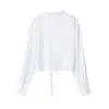 Venta al por mayor transfronteriza 2026 estilo europeo y americano moda versátil casual simple corbata de moño manga larga camisa de mujer G80532