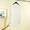 Cardigã Modal de Comprimento Médio 2024 Primavera e Verão Camisa para Ar Condicionado Lenço Cobre-bumbum Camisa Protetora Solar Casaco Fino de Praia para Mulheres