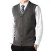 Colete Cardigan Tricot Jacquard Outono Inverno Transfronteiriço Versátil Casual para Meia-Idade e Idosos Suéter Quente Sem Mangas Colete Gola V
