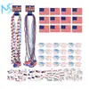Juego al por mayor de Amazon para el Día de la Independencia Bandera del Día Nacional Americano Collar Gafas Pegatinas de Tatuaje