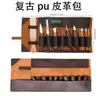 Bolsa de almacenamiento para herramientas de cuchillo de tallado portátil Bolsa enrollable para cuchillos de cuero Crazy Horse Bolsa de almacenamiento para herramientas cruzada Caja de herramientas