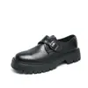 Zapatos de Cuero con Hebilla Estilo Nuevo Primavera y Otoño 2025 Zapatos de Trabajo Británicos Talla Grande Zapatos para Dedos Grandes de Hombre Suela Gruesa Zapatos de Cuero que Aumentan la Altura