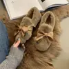 Zapatos de plataforma con lazo de pelo de visón 2026, mocasines slip-on para mujer de otoño e invierno para exteriores, estilo moderno