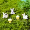Paraíso de conejos adornos de micro paisajismo animales de dibujos animados lindos color conejo adorable jardín accesorios de resina manualidades