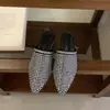 Mules Mi Ting de Calçar Fechadas na Ponta 2026 Novo Estilo Primavera/Verão Strass Confortáveis Meia-Pantufas Fechadas para Uso Externo Chinelos Planos