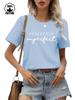 Camiseta de dopamina de cuello redondo y manga corta de algodón de 220 g de Amazon para mujer, camiseta con estampado perfecto transfronterizo europeo y americano.