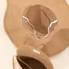 Set de sombrero de playa y bolso transfronterizo, sombrero de sol de verano de ala ancha, protección UV, sombrero de paja tejido con lazo de lino