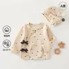 Roupas de Bebê Categoria Recém-nascido um Top Stretch de Algodão à Base de Plantas Roupas de Casa de Manga Longa + Chapéu para Bebê e Crianças Anyang
