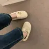 Mocassins peludos quentes e estilosos de inverno, sapatos de algodão slip-on antiderrapantes da moda, tamanho 42