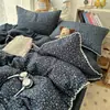 Conjunto de Quatro Peças de Algodão Fofo com Borda de Concha Estilo Coreano ins Fresco Estilo Princesa Ponto Triângulo Algodão Puro Conjunto de Três Peças para Dormitório 4
